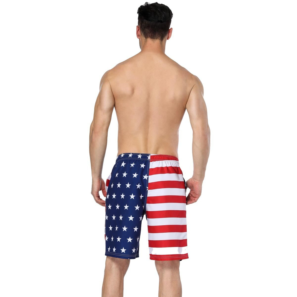 American Flag Design Sense Asymmetric Printed Beach Pants