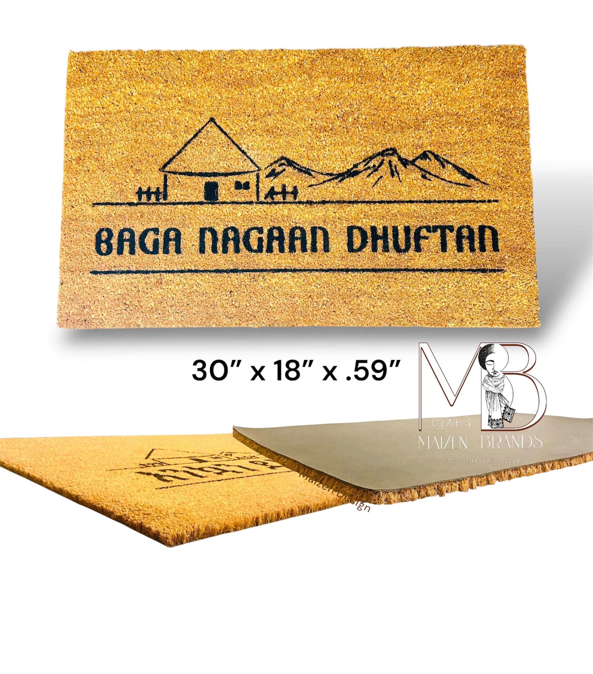 Make every entrance warm and inviting with our eco-friendly Coir Doormat a featuring beautifully designed Habesha art. Sized perfectly at 18”x 30” and 24"x36" , this durable and sustainable outdoor and indoor doormat adds a unique, cultural charm to your doorstep, creating a home-away-from-home feeling.Habesha Doormats, Ethiopian Welcome mat, Amaric, Tigregna and Oromifa Doormat 